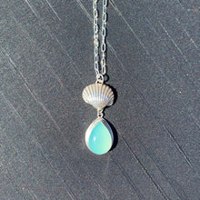 Load image into Gallery viewer, Sterling Shell and Chalcedony Teardrop Necklace

